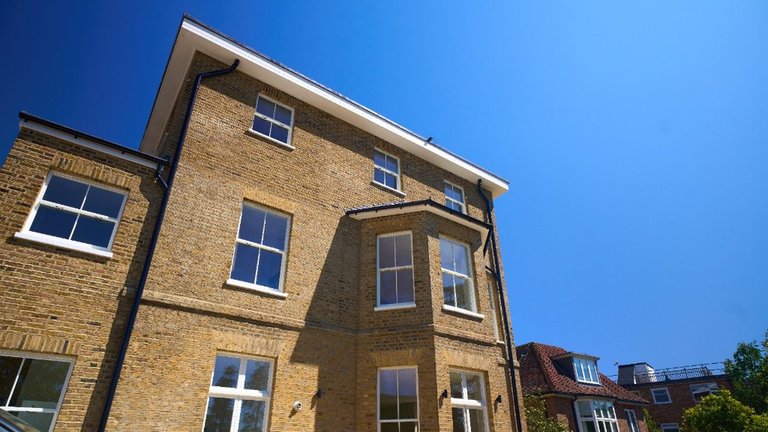 Timber sash windows on a London facade